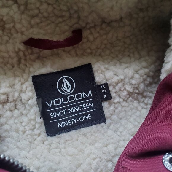 Volcom Winter Women's XS Sherpa Lined Coat Jacket Water Resistant Cranberry Red - Picture 2 of 8